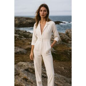 Elton John For Realisation White Jumpsuit Coveralls Overalls Women's Size Small